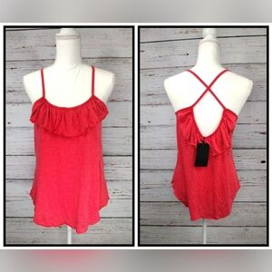CHASER Red Ruffle Tank Top